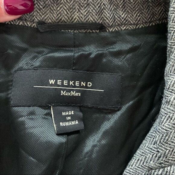 MAXMARA Herringbone Gray Blazer Jacket - Picture 8 of 9